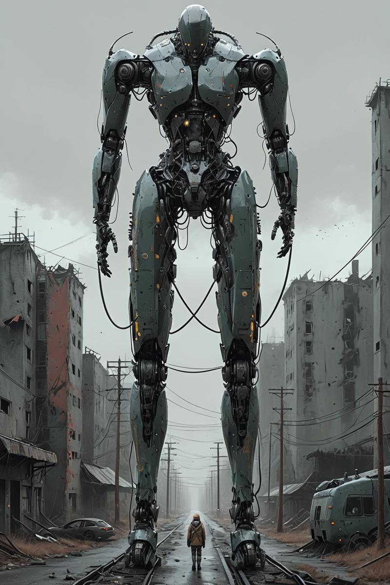 01403-4088785756-Post-apocalyptic Mechanical World_ Amidst the dim,yellowish sky loom towering forests of steel,where abandoned robots and drones.png